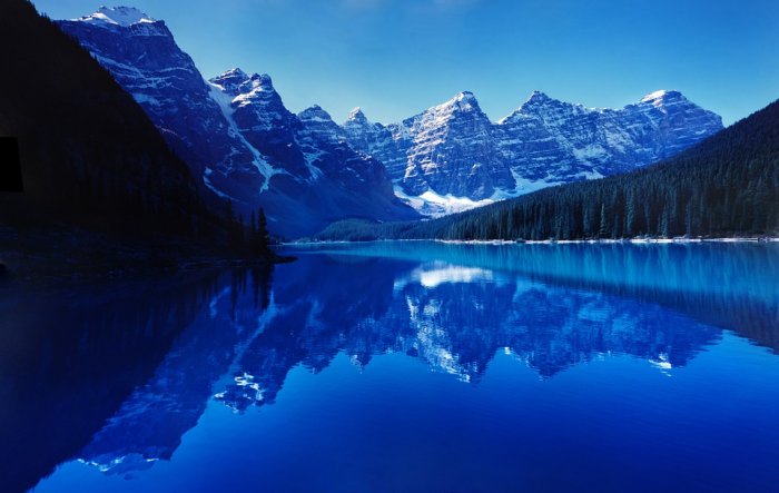 Moraine Lake Reflection Water Still Smooth Blue